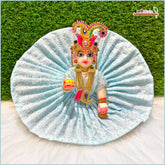 Cotton Plain Thread Work Light Blue Laddu Gopal Poshak